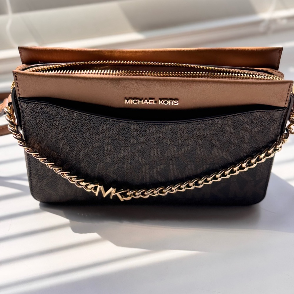 Michael Kors Black and Tan Crossbody Bag